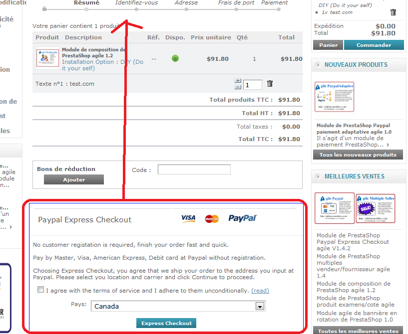 how to change the paypal express checkout hook location